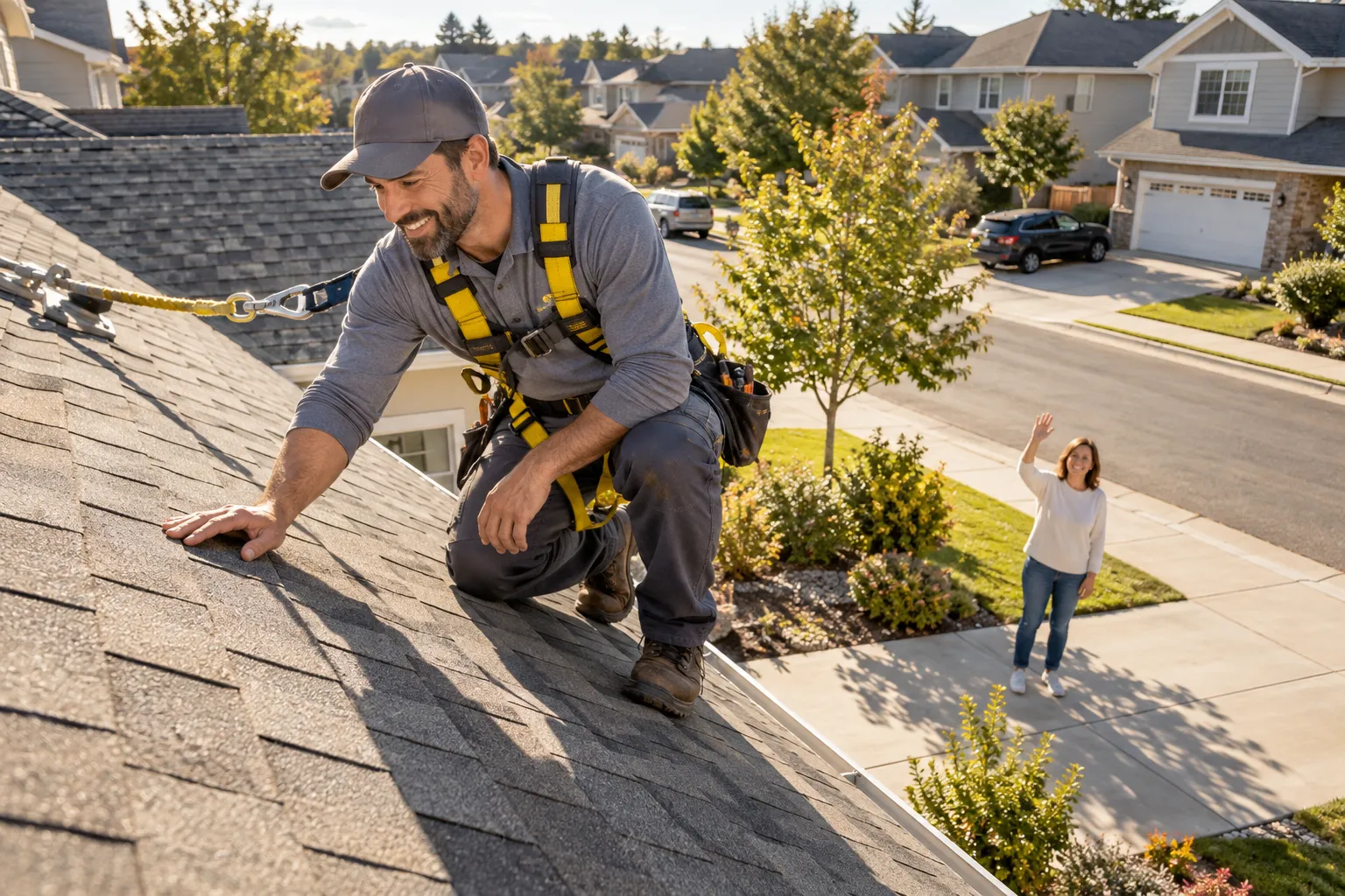 A roof being inspected before replacement in the Los Angeles area